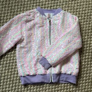 Sparkling Sequin Kids Bomber Jacket - Pink and Purple size 5/6